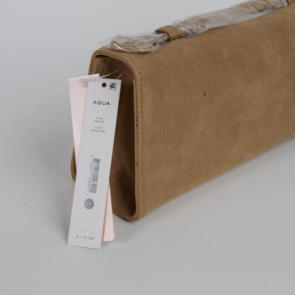 Aqua Tan Suede Rectangle Crossbody/Clutch - NWT - Picture 2 of 6